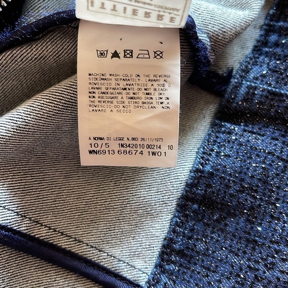 C’N’C Costume National Sz 26/40 fitted cropped sparkly indigo jacket with chain - Picture 6 of 10